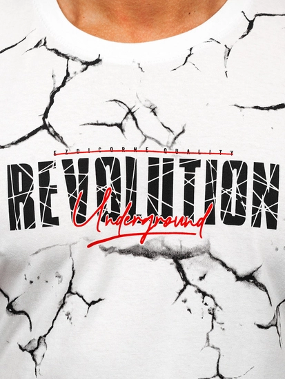 Herr Bomulls T-shirt med tryck Vit Bolf 14717