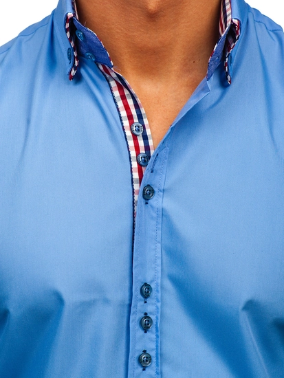 Herr Elegant Långärmad Skjorta Himmelsblå Bolf 0926