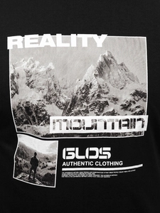 Herr Bomulls T-shirt med tryck Svart Bolf MPO3461