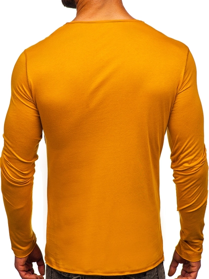 Herr Enfärgad Långärmad Top Senapsfärgad Bolf 547