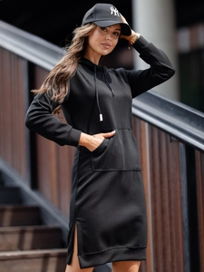 Dam sportig klänning med huva smör Svart Bolf 523