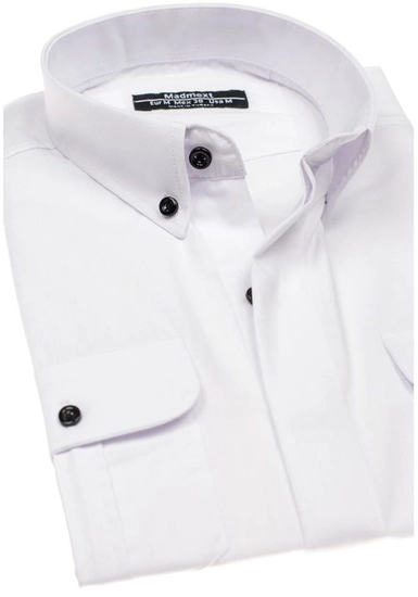 Herr Elegant Långärmad Skjorta Vit Bolf 0780