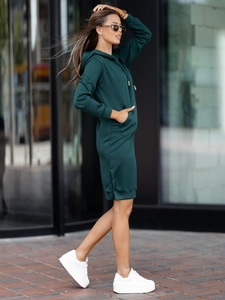 Dam sportig klänning med huva smör Bottle Grön Bolf 523