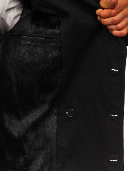 Herr Dubbelknäppt Vinterrock med hög krage Svart Bolf 1048