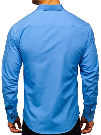 Herr Elegant Långärmad Skjorta Sky Blå Bolf 8840-1