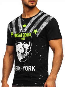 Herr T-shirt med tryck Svart Y70006