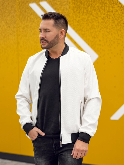 Herr Skinnjacka Bomber Vit Bolf 7110A