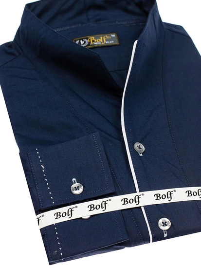 Herr Långärmad Skjorta Marinblå Bolf 5720