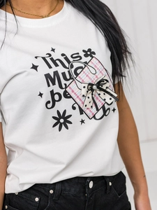 Dam T-shirt med tryck Vit Bolf 97T2110