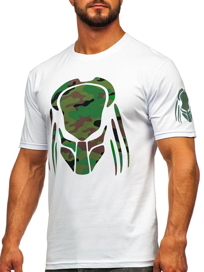 Herr Bomulls T-shirt med tryck Vit Bolf 192379