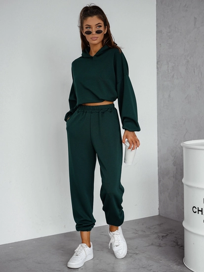 Dam 2-delad Träningsoverall med smörhuva Flaskgrön Bolf 525