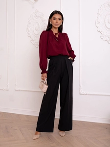 Dam Elegant blus med knytning Vinröd Bolf 546