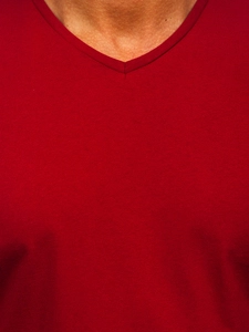 Herr Basic V-ringad T-shirt Vinröd Bolf 192131