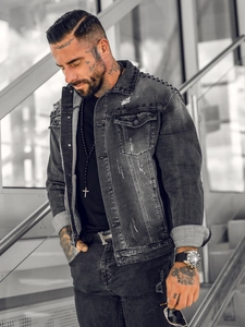 Herr Jeansjacka Svart Bolf MJ504NA