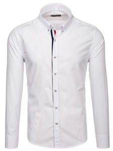Herr Elegant Långärmad Skjorta Vit Bolf 3713