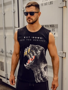 Herr Linne med tryck Svart Bolf 14808A