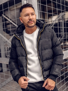 Herr Quiltad Vinterjacka Svart Bolf 7270A