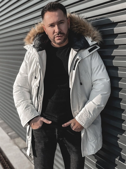 Herr Vinterparkas Vit Bolf 1173