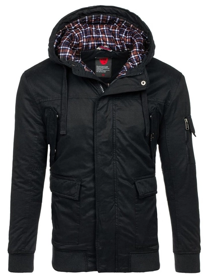 Herr Tjock vinterjacka i bomull Svart Bolf 1890