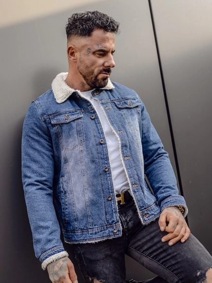 Herr Varm Jeansjacka Marinblå Bolf 1153