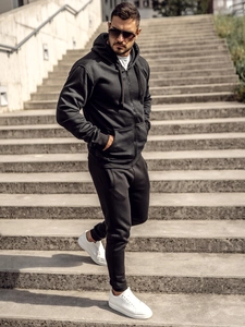 Herr Träningsoverall med dragkedja Svart Bolf D004