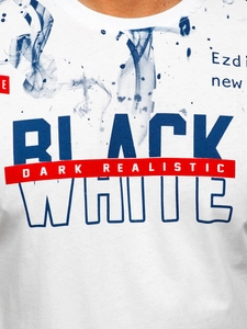 Herr Bomulls T-shirt med tryck Vit Bolf 14718