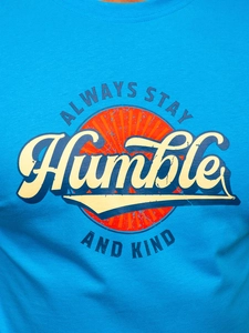 Herr Bomulls T-shirt med tryck Blå Bolf MPO3531