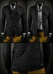 Herr Elegant Quiltad Jacka Svart Bolf 802A