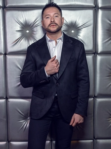 Herr Kavaj i sammet Svart Bolf 24410