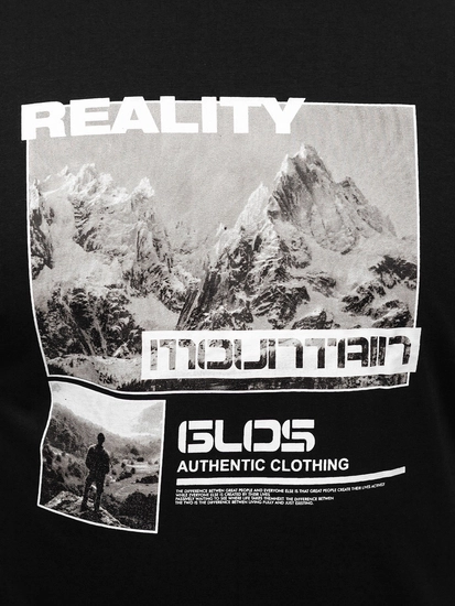 Herr Bomulls T-shirt med tryck Svart Bolf MPO3461