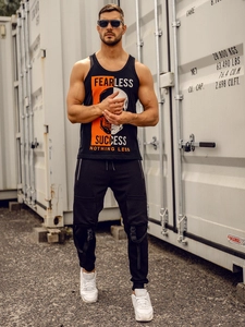 Herr Linne med tryck Svart Bolf 14841A