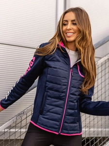 Dam Quiltad Lättviktsjacka med huva Marinblå Bolf KSW4008A