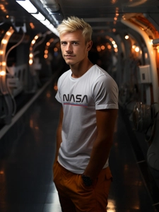 Herr Bomulls T-shirt med tryck Vit Bolf 14749