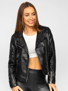 Dam Leather Biker Jacket Svart Bolf 11Z8037