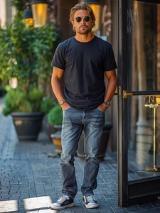 Herr Bomulls Basic T-shirt Svart Bolf 192397A2