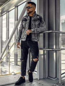 Herr Jeansjacka Grå Bolf AK588