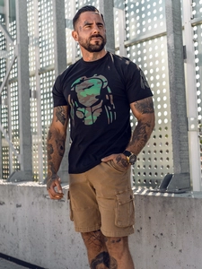 Herr Bomulls T-shirt med tryck Svart Bolf 192379A