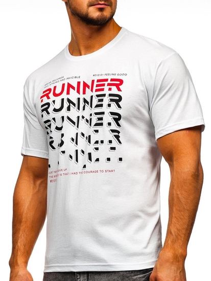 Herr T-shirt med tryck Vit Bolf 14336