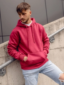 Herr Huvtröja med känguruficka Vinröd Bolf 2009A