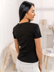 Dam T-shirt med tryck Svart Bolf 95T2501