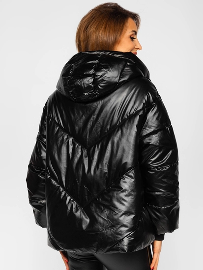 Dam Quiltad Vinterjacka med huva Svart Bolf P6618