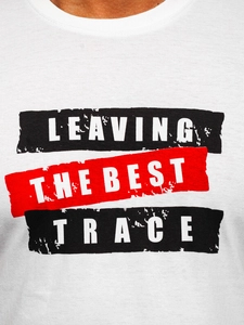 Herr Bomulls T-shirt med tryck Vit Bolf 14514