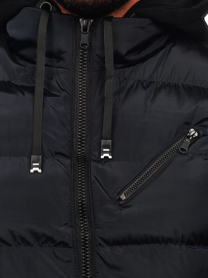 Herr Varm Quiltad Väst med huva Marinblå Bolf 7126