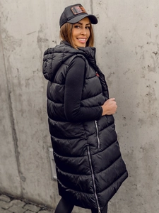 Dam Lång Quiltad Väst Svart Bolf 81261A