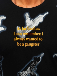 Herr Bomulls T-shirt med tryck Svart Bolf MPO3471