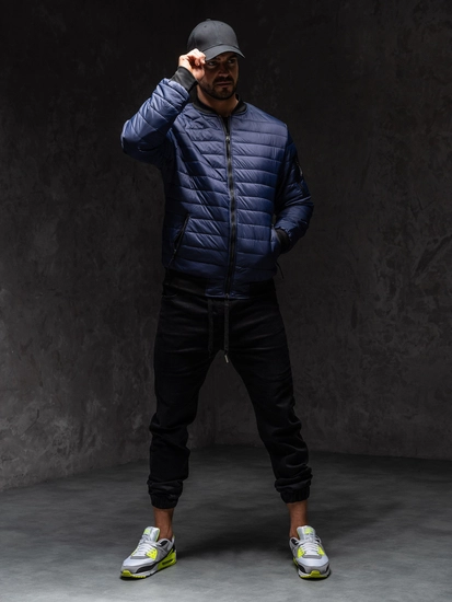 Herr Quiltad Lättvikts Bomberjacka Marinblå Bolf MY-02A1