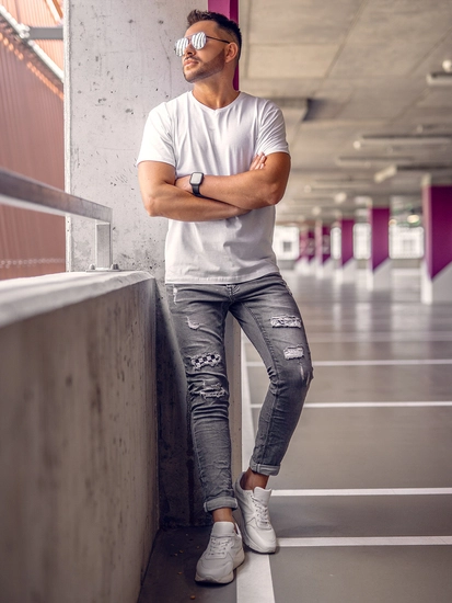 Herr Basic V-ringad T-shirt Vit Bolf 192131A