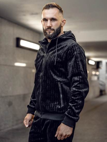 Herr Velour Träningsoverall Svart Bolf 3B113A