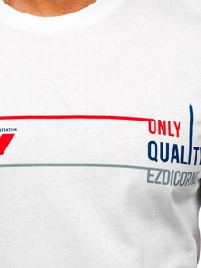 Herr Bomulls T-shirt med tryck Vit Bolf 14772