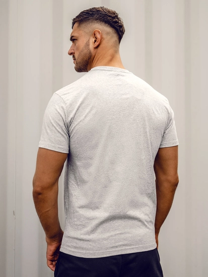 Herr Camo T-shirt med bomullstryck med ficka Grå Bolf 14507A